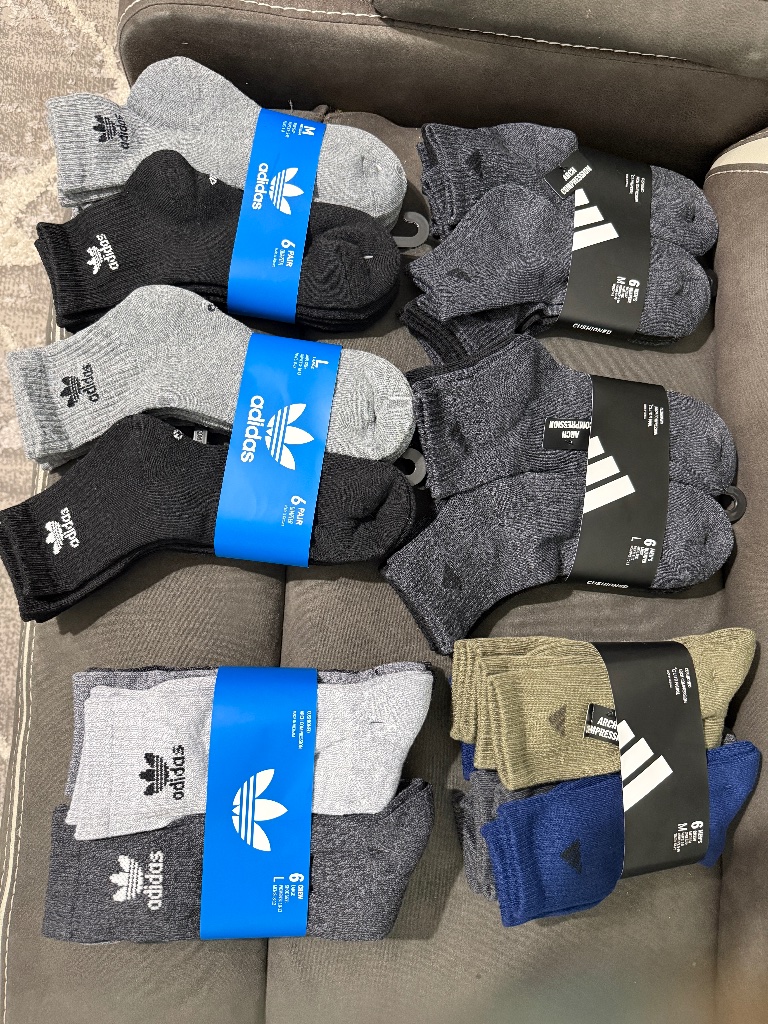 Mens Adidas Brand New Socks 20 Each Pack 6pairs